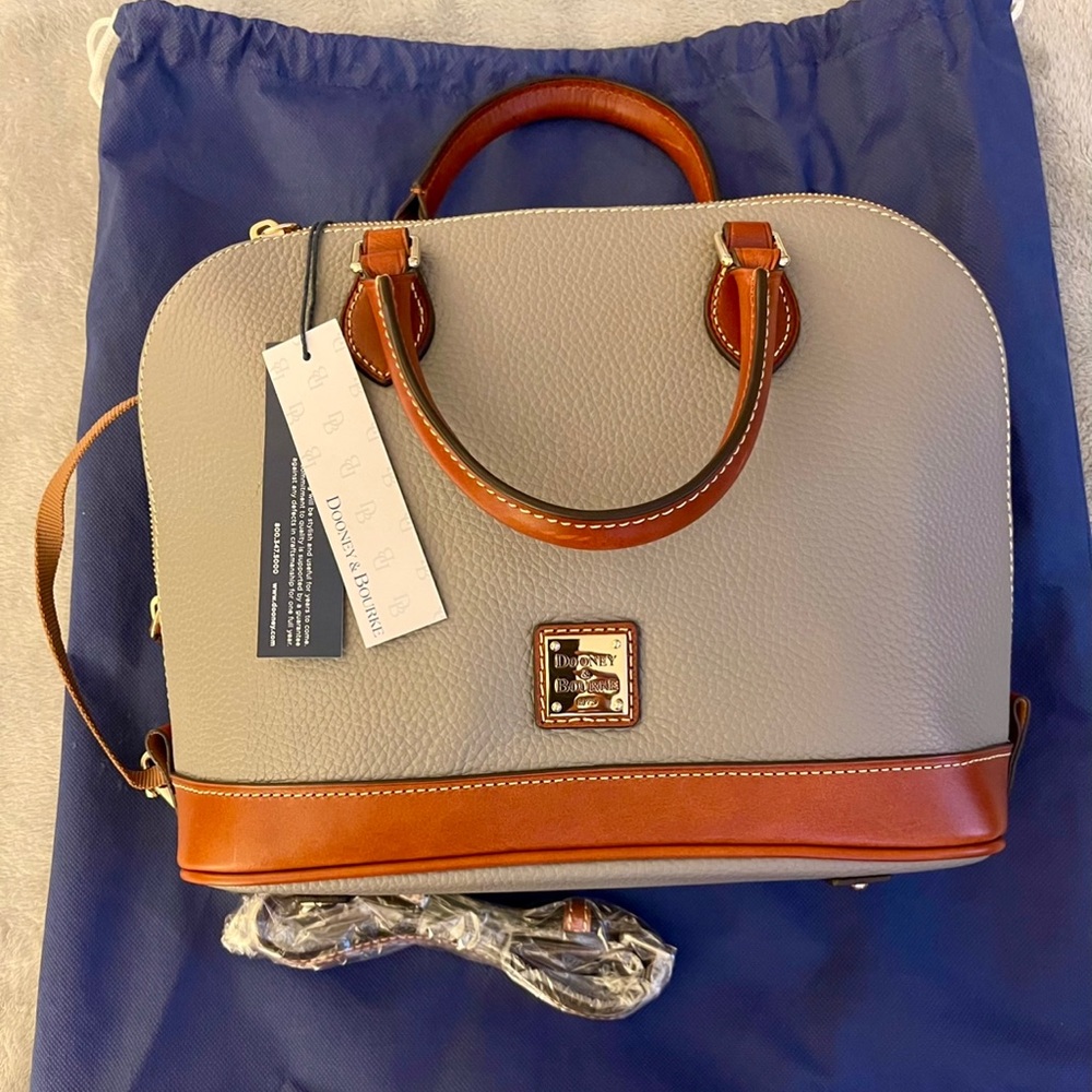 Dooney & Bourke - Pebble Grain Zip Zip Satchel - Color: Stone